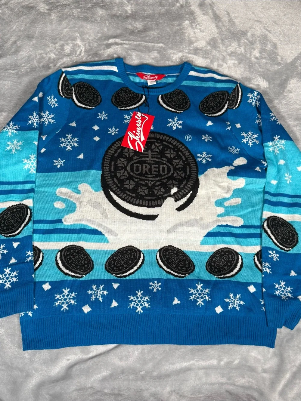 Shinesty Oreo Cookie Ugly Christmas Sweater Mens Large Cotton Knit NEW